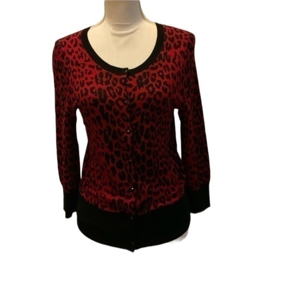 Express Red Leopard cardigan - Picture 1 of 6